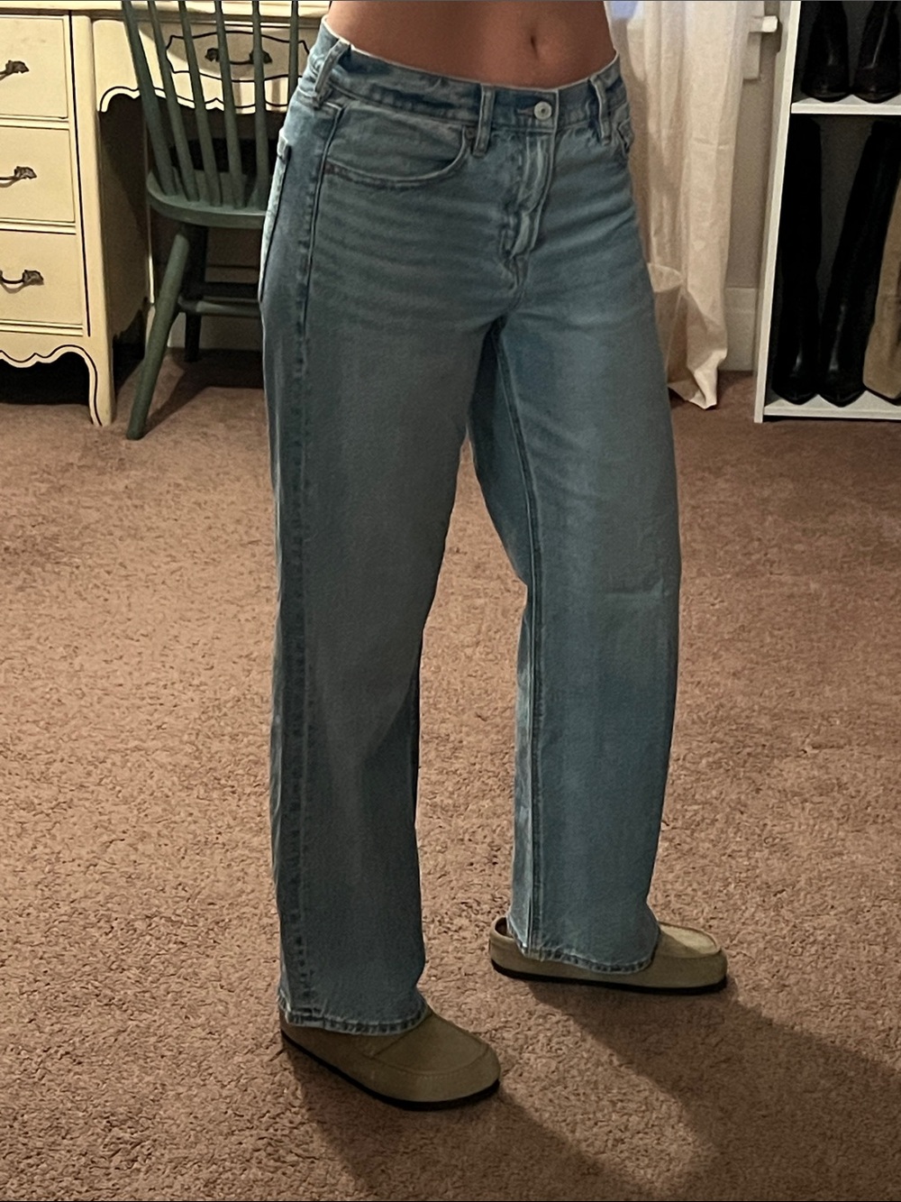 American Eagle Outfitters Light Blue Wide-Leg Jeans